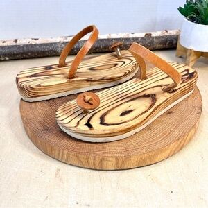 Handcrafted Wooden Paduka Sandals | Natural Wood & Leather | Women’s 6–6.5
